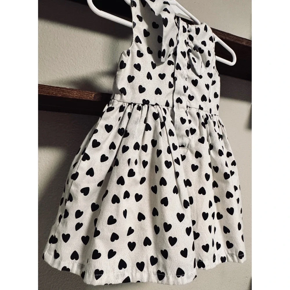 Carter's Dress Collared White & Black Heart Print Mod Special Occasion 6 Months